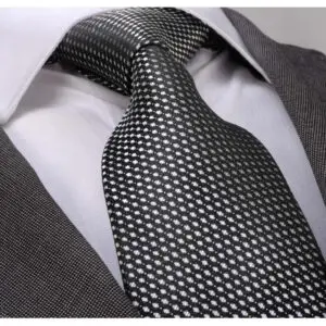 Black and white polka dot jacquard woven tie