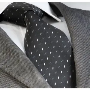 Black feathered patterned jacquard woven tie