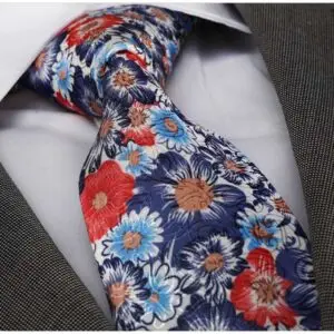 Multi-coloured floral jacquard woven tie