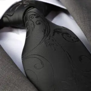 Black floral jacquard woven tie