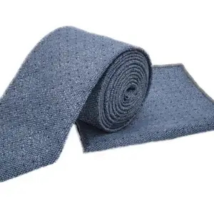 Sky blue & navy polka dot tie and pocket square set