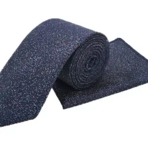 Navy & red polka dot tie and pocket square set