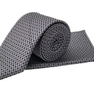 Silver & black patterned tie and pocket square set