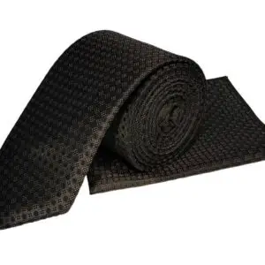 Black & white patterned tie and pocket square set