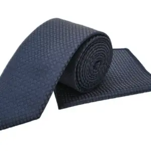 Aegan blue & grey patterned tie and pocket square set