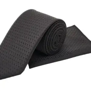 Black & brown patterned tie and pocket square set