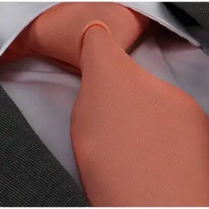 Peach solid tone jacquard woven tie