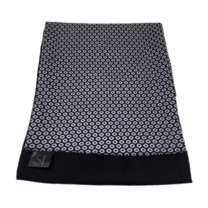 Navy and berry geometric patterned double sided neck scarf