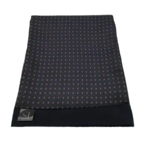 Navy and bronze geometric patterned double sided neck scarf