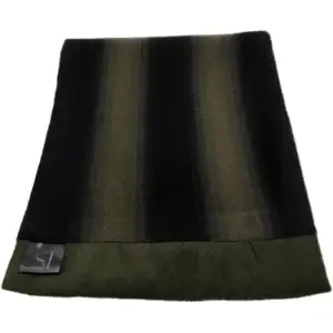 Black and khaki striped double sided neck scarf