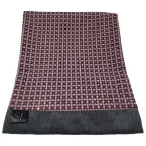 Maroon and white geometric patterned double sided neck scarf