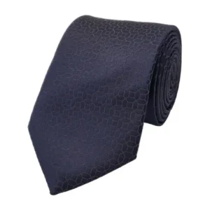 Navy and bronze geometric patterned tie