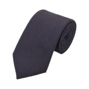 Dark indigo and bronze-toned micro patterned polka dot tie