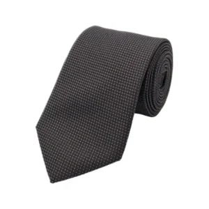 Black and bronze-toned micro patterned polka dot tie