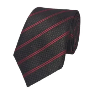 Berry and black double striped tie