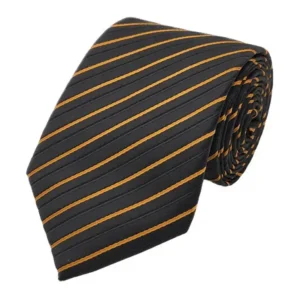 Gold and black diagonal striped tie