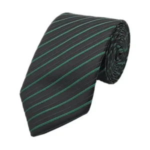 Green and black diagonal striped tie