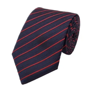 Red and navy diagonal striped tie