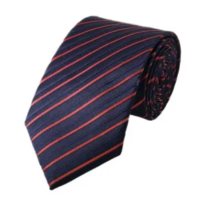 Orange and navy diagonal striped tie