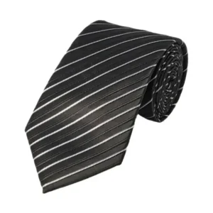 White and black diagonal striped tie